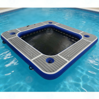 Plateforme gonflable carrée avec centre en maille, hamac flottant gonflable pour piscines, lacs ou stations balnéaires
