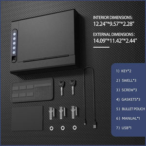 Wall Mounted Gun <span class=keywords><strong>Safe</strong></span> Box, Biometric Gun Cofres, pistola de acesso rápido com impressão digital & Key Pad, arma segura para casa - Product Image 3