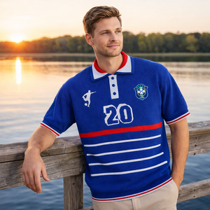 Pull personnalisé avec logo, pull à manches courtes pour homme, tricot décontracté, tricot de football, polo en tricot, pull vintage personnalisé - Product Image 5