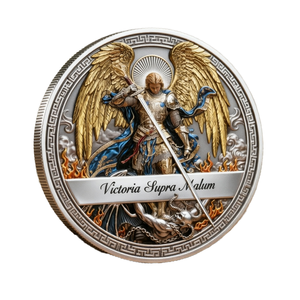 Moneta Commemorativa 3D in Ferro Placcato Oro di San Michele Arcangelo, Victoria Supra Malum, Giuda 1:9, Oggetto da Collezione Religioso - Product Image 1
