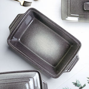 Cacerola Rectangular de cerámica 2024 con tapa <span class=keywords><strong>UNICASA</strong></span> 3.2qt Cazuela cubierta Esmalte reactivo Niebla Gris 9x13 Plato para hornear - Product Image 3
