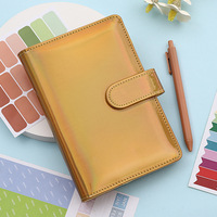 Ensemble de planificateur de budget en cuir PU holographique laser A6 avec enveloppes pour argent, carnet de notes rechargeable pour économiser de l'argent, organisateur