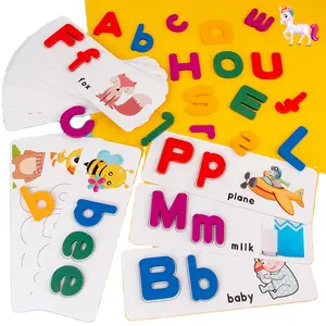 Деревянная головоломка с буквами алфавита, игрушки для карт, игрушки Монтессори