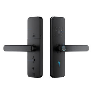 ब्लैक फिंगरप्रिंट पासवर्ड ट्यूया वाईफाई स्मार्ट होम डोर लॉक लकड़ी के लिए लकड़ी/एल्यूमीनियम दरवाजे एल्यूमीनियम मिश्र धातु सामग्री - Product Image 5