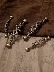 Hot Sale Solid Vine Leaf Antique Brass Cabinet Handles Medieval Style Creative Wardrobe Handle Luxury - Product Image 3