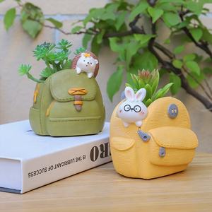 Vente chaude coloré créatif dessin animé sac à dos succulent maison bureau balcon décoration petit <span class=keywords><strong>Pot</strong></span> de fleur pour fournitures de jardin - Product Image 3