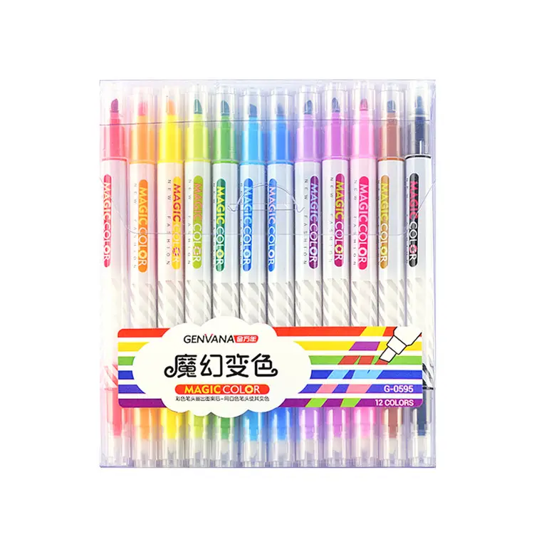 사용자 정의 인쇄 듀얼 팁 12 24 색 G-0595 매직 컬러 펜