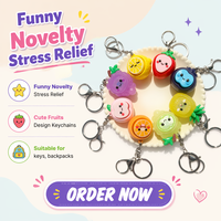Porte-clés Clicker Fruits en vrac, imprimés en 3D, anti-stress amusants, cadeaux pour fêtes