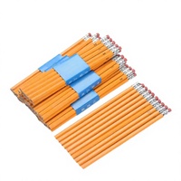Crayon hexagonal jaune HB en bois de peuplier avec gomme pour le bureau et l'école