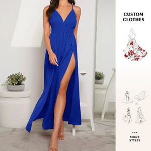 ODM produzione Sexy donna Maxi abito personalizzato OEM estate solido Strap <span class=keywords><strong>Spaghetti</strong></span> tromba/sirena eco-friendly di alta qualità <span class=keywords><strong>Royal</strong></span> - Product Image 1