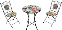Tables et chaises en céramique florale pour l'intérieur et l'extérieur, mosaïques - Parfaites pour les jardins, les salons et les petits pubs