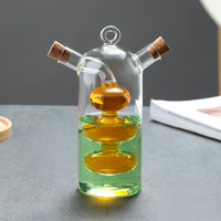 Vente en gros Ensemble de bouteilles en verre Séparateur de sauce soja de cuisine Bouilloire Distributeur d'huile d'olive et de vinaigre 2 en 1 à double revêtement