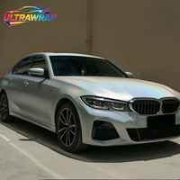 Ultrawrap Factory Wholesale PET HD Satin Holographic White Car Wrap Vinyl One Full Roll Size 1.52X17M/5X59FT