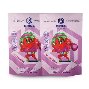 Custom Printed Matte Zipper Flat Bottom Pouch Whey Isolate Powder Food Mylar Pack Protein Supplement Bag