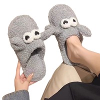 Pantoufles en peluche monstre aux grandes yeux mignonnes, antidérapantes, chaudes et moelleuses pour l'intérieur, automne-hiver