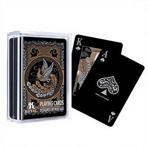 สำหรับไพ่ลายมังกรฟีนิกซ์สไตล์จีน สีดำทอง ทำจากพลาสติก ขนาด 58x88 มม. 54 ใบ สามารถปรับแต่งได้ - Product Image 1