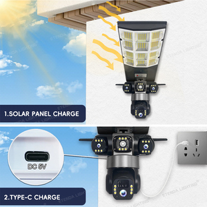 12MP 4G WiFi Solar Street Light <strong>Camera</strong> 3 Lens <strong>Outdoor</strong> PTZ <strong>CCTV</strong> Wireless Security Lamp with LED Lighting and Motion Detection - Product Image 3