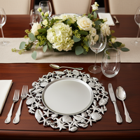 Assiettes de Présentation en Gros 13 Pouces Luxe Éléments Marins Pigmentés en Plastique PP Motif Personnalisé Durable Réutilisable Mariage
