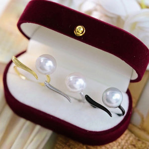 S925 Silver <b>Ring</b> Stand DIY <b>Pearl</b> Accessories 8-11mm Round Beads Simple 10411 Silver Jewelry - Product Image 2