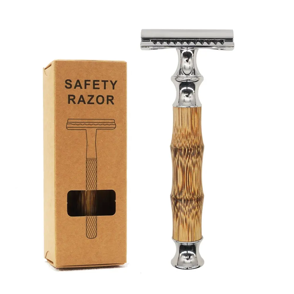Best Quality Classic 3 Parts Wood Brand Natural Bamboo Safety Shaving Razor For Men