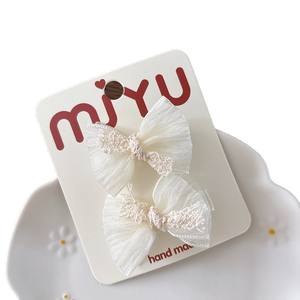 Barrettes pour <span class=keywords><strong>cheveux</strong></span> de fille en dentelle à nœud papillon, tissu beige, fil de <span class=keywords><strong>neige</strong></span>, accessoires pour <span class=keywords><strong>cheveux</strong></span> de princesse, queue de cheval - Product Image 5