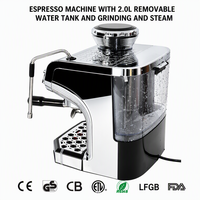 Machine à expresso en acier inoxydable, pompe 15 bars, contrôle de température PID, réservoir d'eau de 2,0 L, cafetière domestique