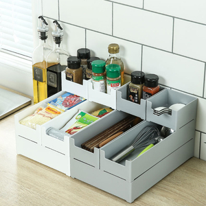 WELLHOME Wholesale Plastic Storage Basket Drawer Organizer Space Saver Stackable Kitchen Bathroom Makeup Organizer Divider Box