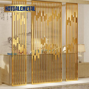 Divisor de ambientes Hotsalemetal OEM de vidrio dorado y acero inoxidable 304, diseño de mampara para sala de estar, restaurante o proyecto de diseño. - Product Image 5
