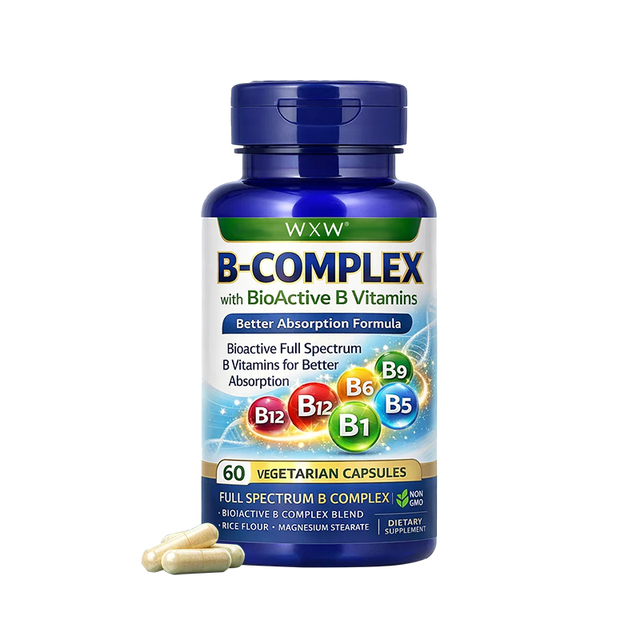 Customized Vitamin B Complex Capsule Vegan Formula High Absorption for Energy Wellness and Metabolism Boost Daily Supplement