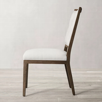 Chaise de salle à manger à dossier haut de conception française, moderne, capitonnée, en tissu blanc, en bois durable, pour restaurant, villa, hôtel, salon, chambre à coucher