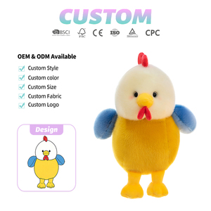 Peluche de Pollo Realista de Pelo Largo con Plumas Coloridas y Peineta Roja para Decoración del Hogar con Temática de Granja - Product Image 1