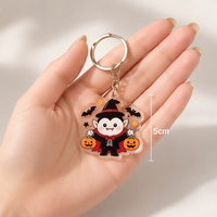 Porte-clés en acrylique direct usine pour Halloween, breloques fantômes, citrouilles et chats noirs mignons, vente en gros pour les fêtes et les magasins de cadeaux