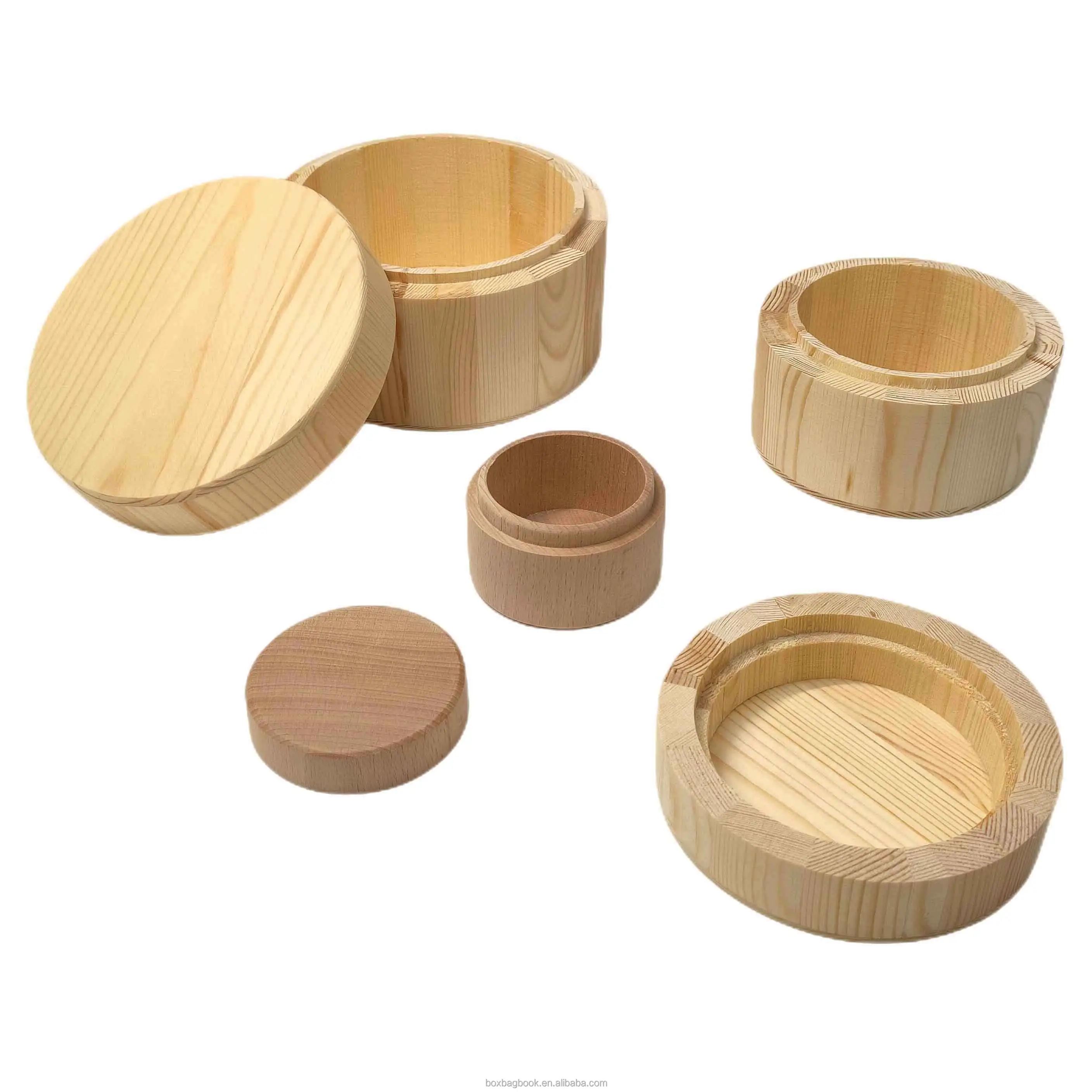 Cajas de madera redondas para juguetes creativos para niños, cajas de música para cumpleaños, decoración de Navidad, caja de embalaje de perfume de madera