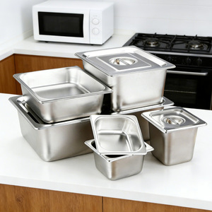 ถาดอาหารสี่เหลี่ยมสแตนเลสพร้อมฝาปิด ขนาด 1/1 ภาชนะเสิร์ฟบุฟเฟ่ต์เชิงพาณิชย์ อุปกรณ์ร้านอาหารโรงแรม - Product Image 5