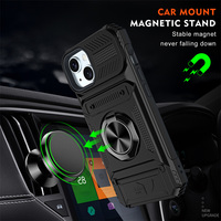 Coque de protection avec fentes pour cartes et support magnétique pour iPhone 17 16 15 14 13 Pro Max Pro 7 8 Plus