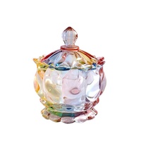 Pot en verre cristal transparent décoratif en relief, pot à bonbons en verre cristal pour mariage, boîte à bijoux, pot en verre cristal coloré avec couvercle