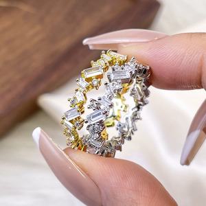 Wholesale Gold Silver Plated Fashion <b>Rings</b> Irregular <b>CZ</b> Cubic Zirconia Gemstone <b>Rings</b> for Women - Product Image 3