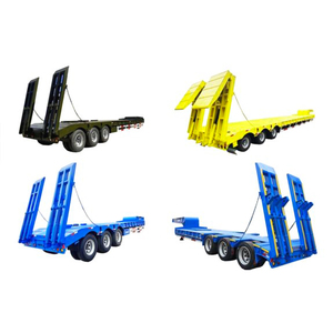 Semirremolque de plataforma baja de 3 ejes de acero de alta resistencia con rampa hidráulica para transporte de equipo pesado, ¡el más vendido! - Product Image 1