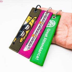 QQ Wholesale Bulk Cheap High Quality Waterproof Embroidery Jet Tag Airplane Keyring <b>Customized</b> Color Embroidered Woven Logo <b>Key</b> - Product Image 6