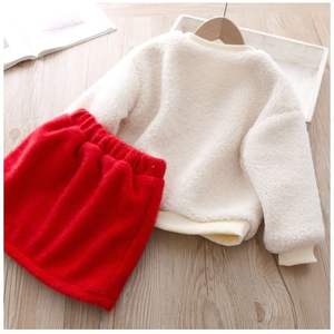 Ensemble <span class=keywords><strong>en</strong></span> tricot pour enfants <span class=keywords><strong>en</strong></span> <span class=keywords><strong>deux</strong></span> pièces, design de mode automne-hiver 2022, motif de renne de Noël, mini-jupe rouge et haut à manches longues pour les <span class=keywords><strong>petites</strong></span> <span class=keywords><strong>filles</strong></span> - Product Image 4