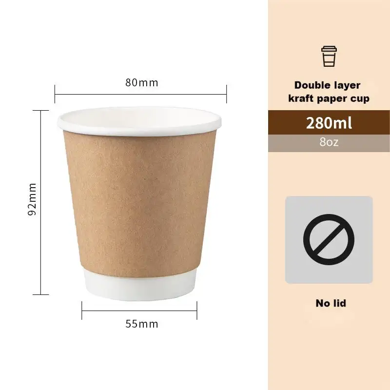 Disposable food grade corrugated craft custom togo cup hot pla coffee 8oz paper cups with logo paper cup