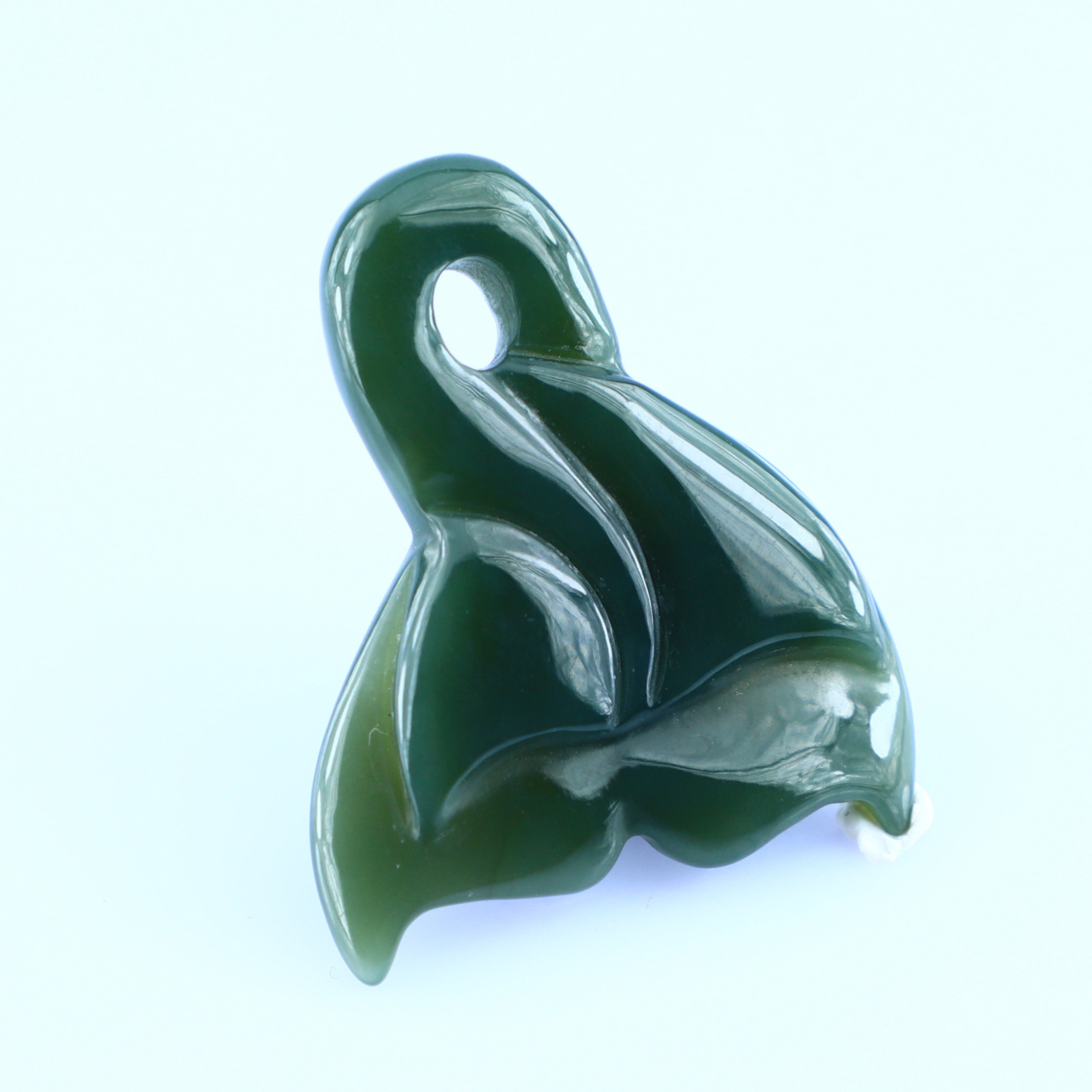 carved jade fish hook Fishing Pendant 3.75mm Rope Chain Black Jade Fish Hook Necklace