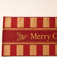 Chemin de lit de Noël, couvre-lit rayé Joyeux Noël, nappe, tissu recyclé RPET, dos antidérapant, décoration personnalisée pour la maison