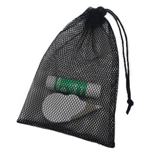 Bolsa de malla de poliéster con cordón, bolsa de almacenamiento portátil negra para deportes, viajes al aire libre, juguete, cuerda para saltar, 1 compartimento - Product Image 5