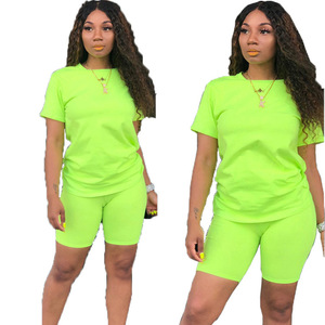 Plus Size Casual T-shirt 2 Piece Biker Track Suit Running Shorts Sportswear Outfits Set - Product Image 3