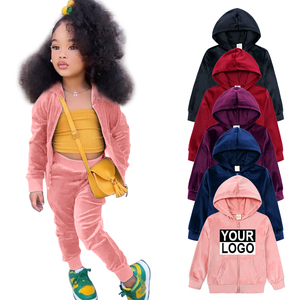 Conjunto de Ropa Deportiva de Terciopelo con Estampado Personalizado para Niñas, Chaqueta con Cierre, Conjunto de Sudadera para Niños de 1 a 13 <span class=keywords><strong>Años</strong></span>, Conjuntos de Ropa de Invierno para Niños al por Mayor - Product Image 6