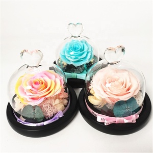 2022 Christmas heart shape box souvenir gift forever preserved eternal everlasting roses in a glass dome