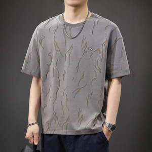 T-shirt personnalisé à manches courtes pour homme en tissu tissé polyester/coton 200 grammes, design vierge, motif imprimé, écologique - Product Image 3