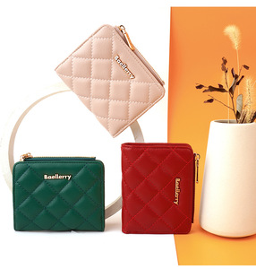 Cartera al por Mayor, Monedero Pequeño con Logotipo Personalizado, Diseño <span class=keywords><strong>de</strong></span> Diamantes, Billetera para Damas con 5 Ranuras para Tarjetas y Ventana para Identificación, Bolsillo para Monedas - Product Image 3
