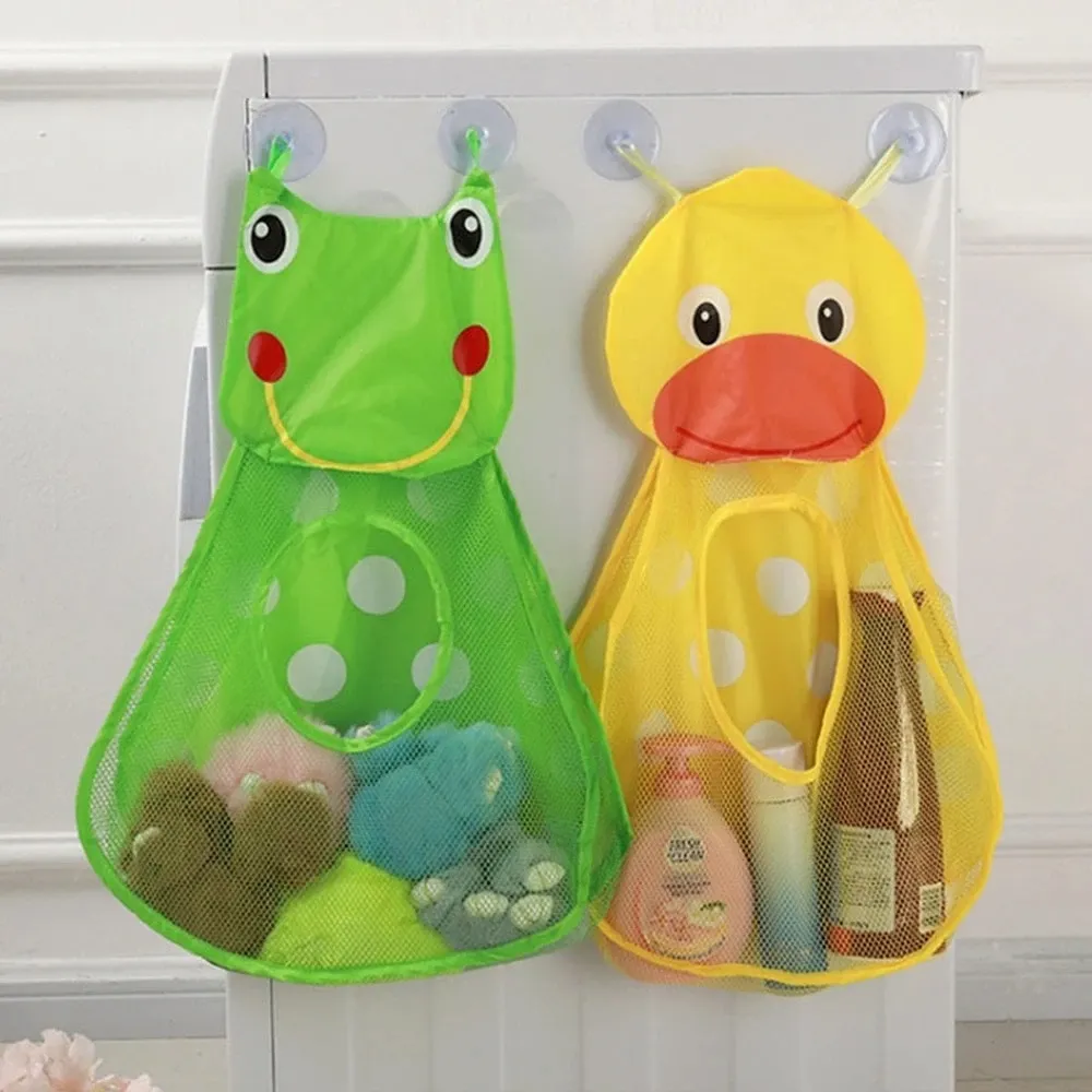 प्यारा बतख मेंढक मेष नेट खिलौना भंडारण बैग बच्चे स्नान खिलौने मजबूत चूषण कप स्नान खेल बाथरूम आयोजक